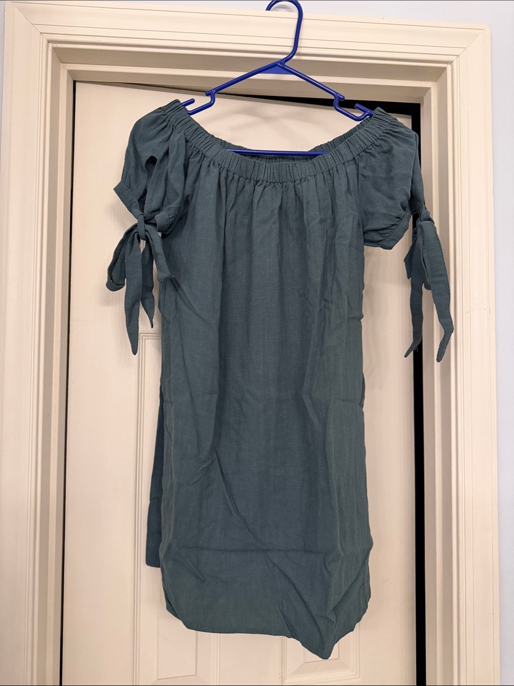 Lulu's Teal Off-Shoulder Tie-Sleeve Tunic